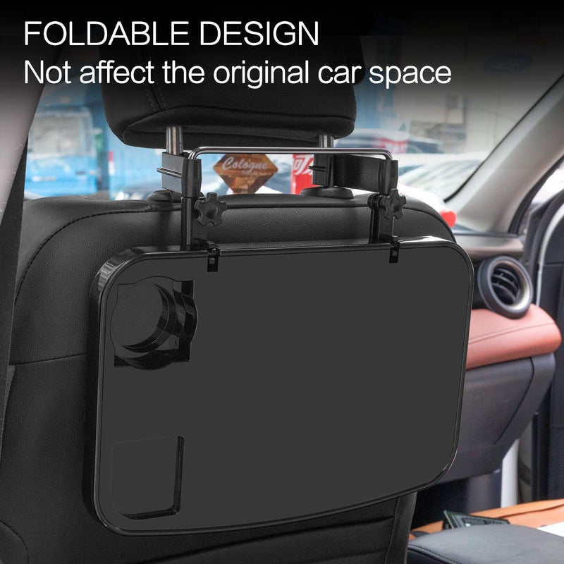 AutoChoice Foldable Car Seat Back Portable Tray for Food Dining Drink and Laptop, Hanging Car Steering Wheel Tray (Black) - Image 4